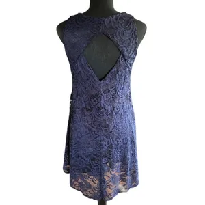 Altar'd State Navy Lace Fit Flare Dress Small Keyhole Back USA Made thumbnail 5