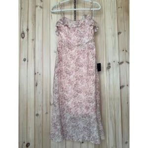 NWT Lulus Cherished Sweetheart Dusty Pink Floral Bustier Midi Dress Resort Sz M thumbnail 2