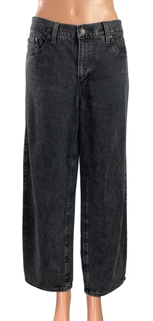 Levi's Baggy Dad Women's Black High Waisted Wide Leg Ankle Denim Jeans Pants 28 thumbnail 1