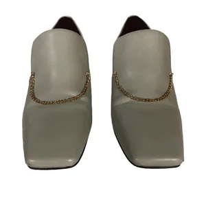 Charles & Keith Gray Leather Block Heel Chain Loafers (36) thumbnail 6