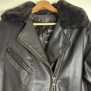 Vtg Wilsons thinsulate Leather jacket Asymmetrical‎ Zip Lined chocolate Brown S thumbnail 7