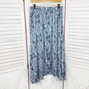 Metrowear Satin Mosaic Print Midi Skirt Blue White‎ Medium thumbnail 8