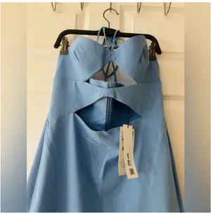 Zara Bright Blue Strapless Cutout Midi Dress thumbnail 7