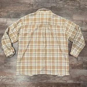 Princess Polly Flannel Plaid Tan Shacket Button Down Fall Size 8 thumbnail 4