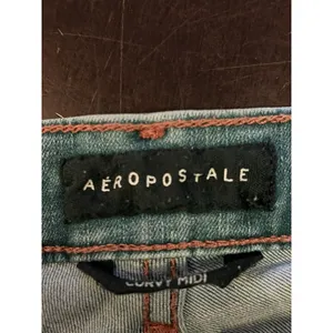 Aéropostale Denim Shorts Womens 0 Blue High Rise Curvy Midi Cutoff Distressed thumbnail 3