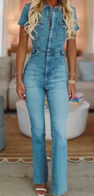 Good American Fit for Success Denim Jumpsuit thumbnail 1