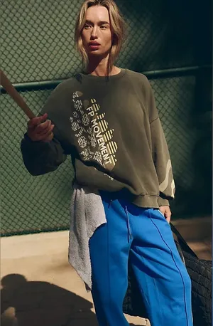 NWT Free People Movement All Star Buti Logo Pullover Ash Combo thumbnail 1