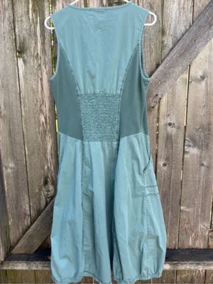 EUC XCVI WEARABLES Gibbon Tank Dress Bubble Hem Sleeveless V Neck Green Large thumbnail 11