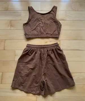 2 PC Brown Matching Tank Top &Short Set thumbnail 2