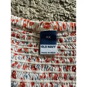Old Navy Red Floral Smocked Square Neck Blouse Size 4X Peasant thumbnail 7