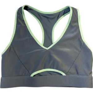 Fabletics Sports Bra Womens Medium Gray Green Racerback Keyhole Yoga thumbnail 1