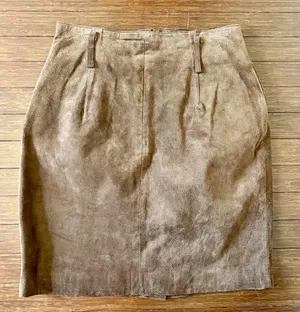 Y2K Express Women's Brown 100% Suede Leather Skirt size Medium Midi pocket Zip thumbnail 1