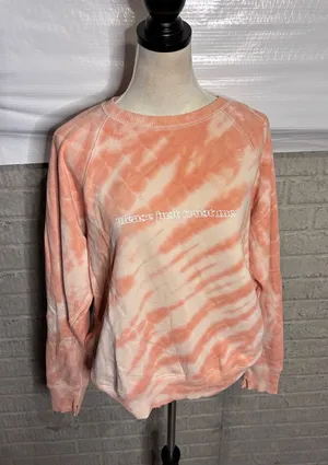 Aerie Tie Dye Please Just Trust Me Raglan Sweatshirt Orange Small thumbnail 1