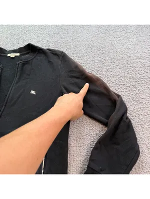 Burberry London Black Full Zip Sweatshirt Jacket Nova Check Trim Women's Medium thumbnail 9