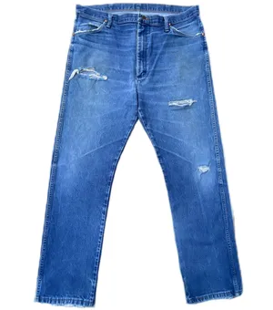 Wrangler Vintage Blue Denim Jean Distressed Pants thumbnail 1