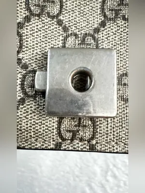 Gucci GG Supreme Shoulder Bag in Beige and Brown with Silver Hardware thumbnail 9