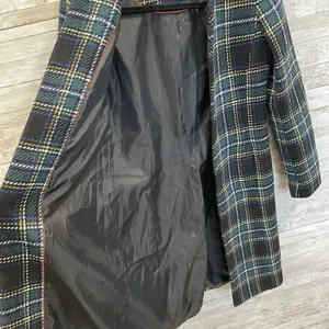 Calvin Klein‎ Womens 2 Jacket Tweed Topper Coat Green Plaid Tartan Open Front thumbnail 5