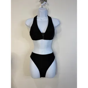 Cupshe Black Textured Diamond Racerback Bikini Set Womens L thumbnail 4