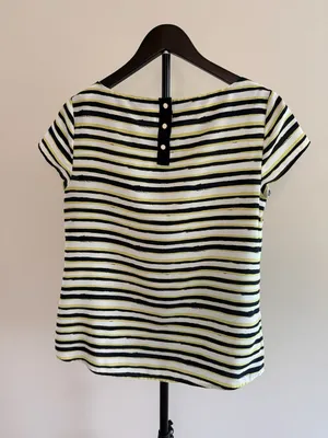 Ann‎ Taylor Loft Women's Striped Short Sleeve Blouse with Back Button Detail thumbnail 3