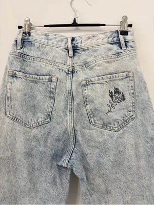 PacSun los angeles graphic jeans acid wash Skelton dreamland 28 thumbnail 7