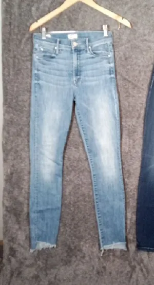 MOTHER High Waisted Looker &stunner Zip Ankle Step Fray Bundle Jeans Womens 25 thumbnail 1