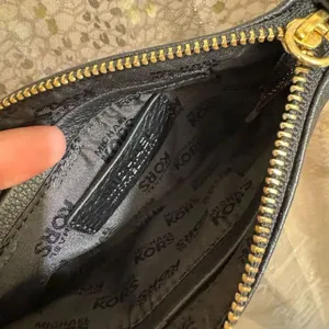 Michael Kors Black Gold Logo Pebble Leather Clutch Wristlet Zip Bag thumbnail 7