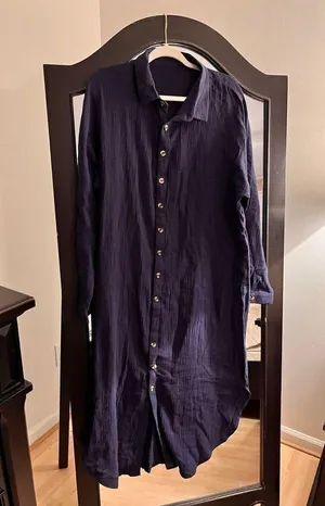 NEW Casual Button Down Maxi Dress Cover Up L thumbnail 5
