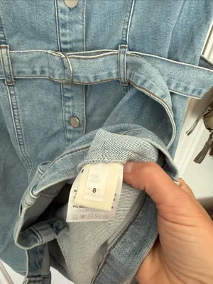 Reformation Harlowe denim button down mini dress thumbnail 7
