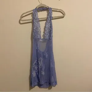 Frederick's of Hollywood Blue/Purple Lace Lingerie Babydoll size Medium thumbnail 1