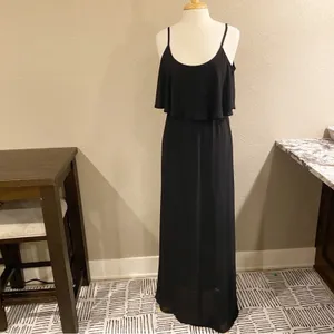 Show Me Your Mumu Caitlin Ruffle Black Maxi Dress Large thumbnail 3
