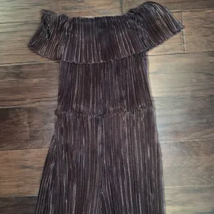 ASOS DESIGN plisse bardot wide leg jumpsuit in chocolate Medium thumbnail 4
