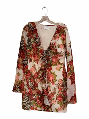 NWOT ASOS DESIGN chiffon Dress in mixed animal rose print SZ-6 thumbnail 3