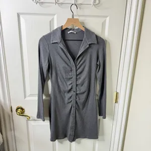 Reformation Amy Knit Dress Long Sleeve Button Down‎ Shirt Dress Womens Size L thumbnail 3
