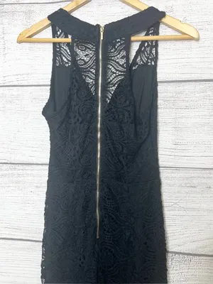 BEBE Black Lace Sleeveless Jumpsuit with Exposed Zipper Size Small thumbnail 7