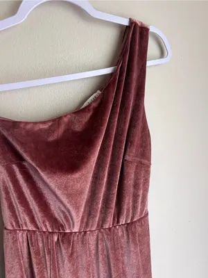 Baltic Born Tatiana Velvet One Shoulder Maxi Dress Desert Rose Size S thumbnail 4