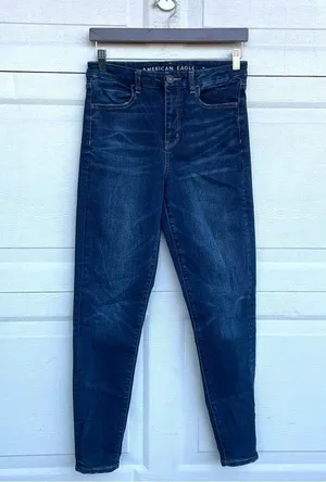 AEO American Eagle Womens Jeans Curvy High Hi Rise Jegging Blue Denim Stretch 6 thumbnail 1