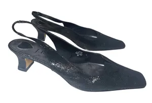 Square Toe Slingback Kitten Heel Leather Mosaic J‎ Renee Women 9 Black thumbnail 1