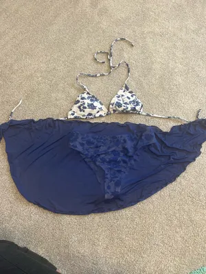 Floral bikini set with cover up Blue thumbnail 3