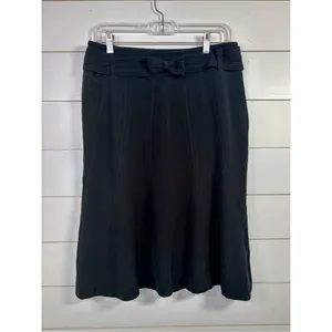 Karen Millen Women's Paneled Bow Belted Flared Hem Mini Skirt Black Size 6 thumbnail 2