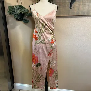 Lulus Remarkable Entrance Pink Floral Print Satin Midi Dress thumbnail 3
