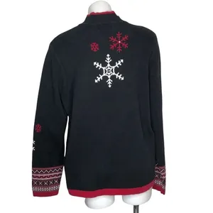 BRECKENRIDGE Christmas Holiday Snowflake Zip Sweater Heavy Cotton Knit Size XL thumbnail 2