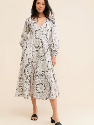 Anthropologie Long-Sleeve V-Neck Dress Midi Style Size M thumbnail 14
