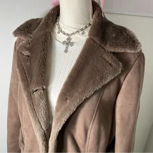 Vintage Ann Taylor 90s Penny Lane Brown Tan‎ One Button Collared Coat Womens Lg thumbnail 6