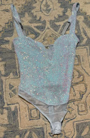 Free People Blue sparkly bodysuit thumbnail 1