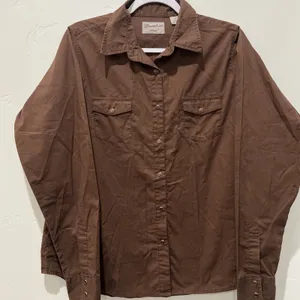 Wrancher by Wrangler Women's Brown Pearl Snap Western Shirt Long Sleeve XL y2k thumbnail 1