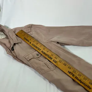 American Eagle Button Down Shirt Boyfriend Fit Women’s SM‎ Taupe PREOWNED thumbnail 15