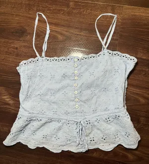 Aerie Light Blue Eyelet Top Size XS  thumbnail 1