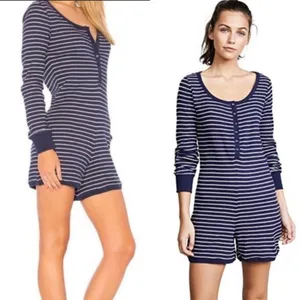NWT PLUSH Thermal Pj Romper In Navy/cream‎ Small thumbnail 3