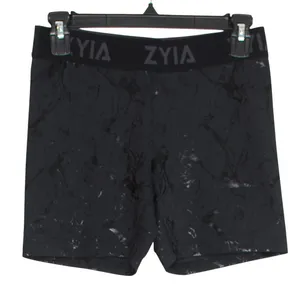 NEW Zyia Shorts Banded Hustle Athleisure Lounge Metallic Black Marble Size Large thumbnail 1