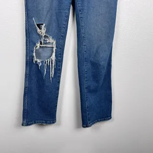 Good American Distressed High‎ Rise Straight Leg Jeans Blue Size 6 thumbnail 4